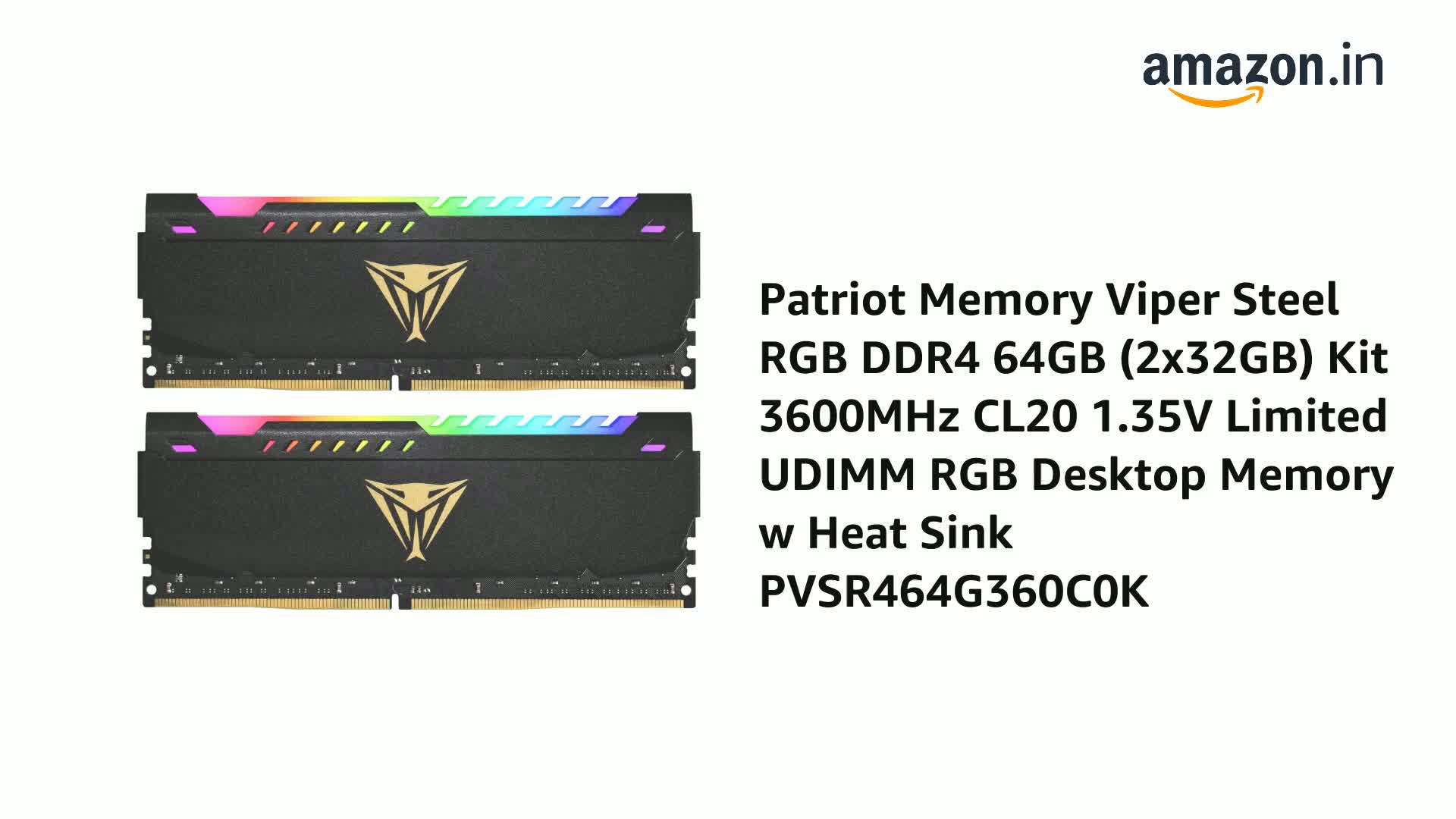 Patriot Memory Viper Steel RGB DDR4 64GB 3600MHz Kit